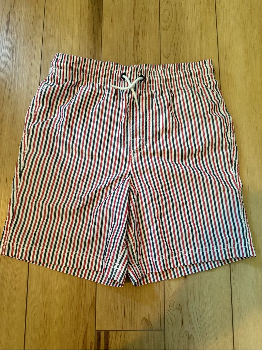 Old Navy Boys Red White Blue Striped Swim Trunks